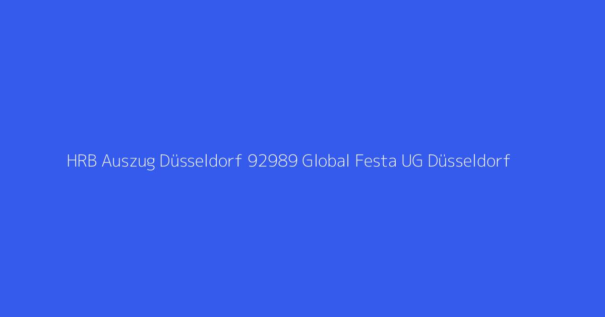 HRB Auszug Düsseldorf 92989 Global Festa UG Düsseldorf